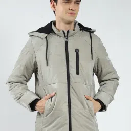 Monte Carlo Grey Regular Fit Qulited Hooded Jacket-image-73