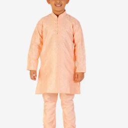 Pro-Ethic Style Developer Kids Peach Printed Full Sleeves Kurta with Pyjamas-image-99