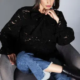 Vero Moda Black Cotton Lace Shirt-image-81