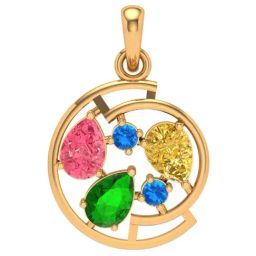P.C. Chandra Jewellers 18k Yellow Gold Hpicked Coloured Stone Studded Pendant-picture-14