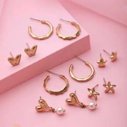 Aatmana Gold-Plated Classic Stud & Drop Earrings - Set of 6-picture-7
