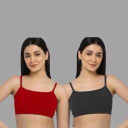 AROUSY Black & Maroon Cotton Beginner's Bras - Pack Of 2-image-90