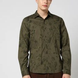 GAP Olive Slim Fit Floral Shirt-picture-43