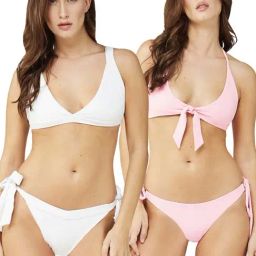 Secrets By ZeroKaata White & Pink Plain Swimwear Bra Panty Set - Pack Of 2-image-23
