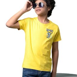 Crimsoune Club Boys Yellow Cotton Slim Fit Graphic Print T-Shirt-picture-29