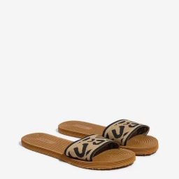 LUNA BLU by Westside Light Brown Knit-Textured Pool Slides-0
