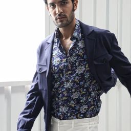 Rare Rabbit Navy Tailored Fit Solid Blazer-image-30