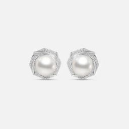 mia by tanishq Hexagonal Pearl Silver Stud Earrings for Women 925 Silver-picture-46