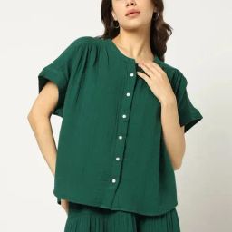 GAP Green Relaxed Fit Solid Top-image-59