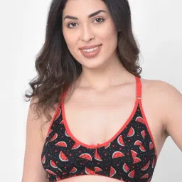 Clovia Dark Blue & Red Non Wired Non Padded Full Coverage Bra-picture-8