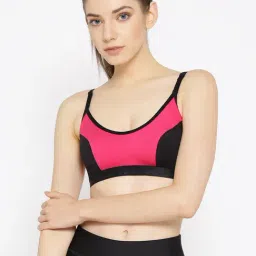 Lady Lyka Fuchsia & Black Non Wired Non Padded Sports Bra-picture-7