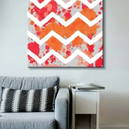 999store Red & Grey Abstract Geometric Contemporary Canvas Painting-4