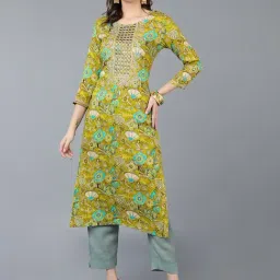 Vaamsi Green Embroidered Straight Kurta-image-42