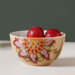Nestasia Multicolor Floral Pattern Beige Ceramic Soup Bowl, Food-Safe, Microwaveable, 300ml-picture-17