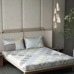 DDecor Ethnic Blue 136 TC Cotton King Bed Sheet With 2 Pillow Covers-image-45