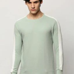 SHOWOFF Sea Green Slim Fit Self Pattern Sweatshirt-image-73
