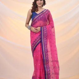 Arhi Pink Cotton Polyblend Woven Design Saree-picture-10