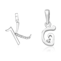 Taraash 92.5 Sterling Silver 'K' & 'G' Initial Letter Couple Pendants-image-97