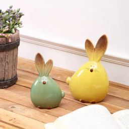 Tayhaa Yellow & Green Ceramic Cartoonish Rabbits - Set of 2-image-69