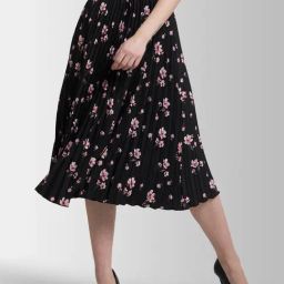 Fablestreet Black Floral Print Skirt-image-93