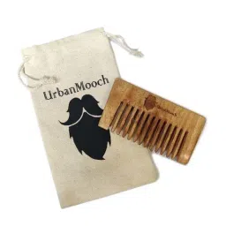 UrbanMooch Pocket Size Hair & Beard Comb Made with Neem Wood with Free Jute Pouch-35