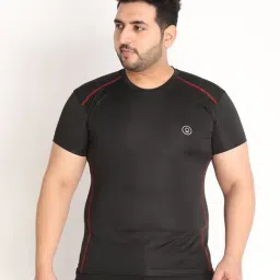 Chkokko Black Maroon Regular Fit Striped T-Shirt-image-33
