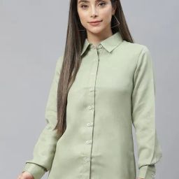 Cottinfab Green Regular Fit Rayon Shirt-picture-1