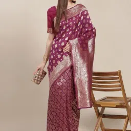 KSUT Purple Silk Woven Saree With Unstitched Blouse-picture-24