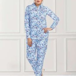 Nino Bambino White & Blue Printed Shirt With Pants-image-49