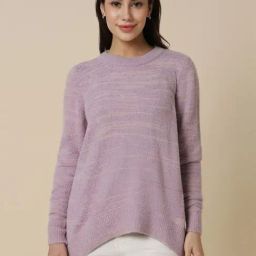 Allen Solly Lilac Self Pattern Sweater-image-52