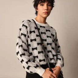 Only White & Black Self Design Pullover-picture-33