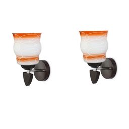 1ST TIME Orange & White 2 Pieces Colourblocked Glass Cylinder Shaped Wall Lamp-picture-11