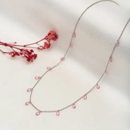 Silberry 92.5 Sterling Silver Pink Crystalized Necklace-image-128