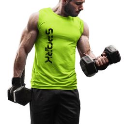 3Colors Printed Pure PolyesterRound Neck Gym Vest VEST-CCUT-SPARK-GREEN_M image 3