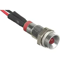 RS PRO Red Panel Mount Indicator 2V DC, Mounting Hole Size 6 mm, Termination Type Lead Wires, IP Rating IP67, Model No 7227690-8