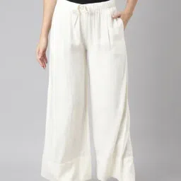 SHOWOFF White Regular Fit Mid Rise Palazzos-image-69
