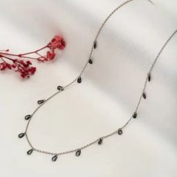 Silberry 92.5 Sterling Silver Black Crystalized Necklace-image-70