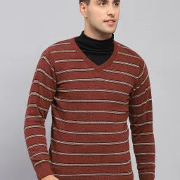 Monte Carlo Rust Regular Fit Striped Pullover image 1