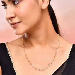 VOJ Gold Plated Triangular Stone Studded Chain image 3