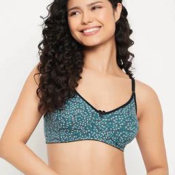 Clovia Teal Cotton Printed Non-Wired Full Coverage Bra-25