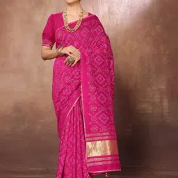 FABMORA Pink Woven Saree With Unstitched Blouse-image-103