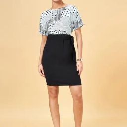 Annabelle by Pantaloons White & Black Printed Bodycon Dress-3