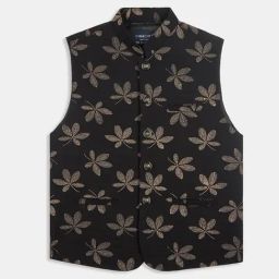 CHARCHIT Boys Black Cotton Blend Printed Nehru Jacket-image-1