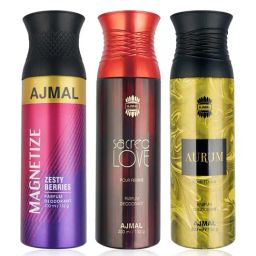 Ajmal Magnetize, Sacred Love & Aurum Parfum Deodorants for Unisex - Pack of 3-image-15