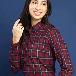 Hancock Red & Navy Check Formal Shirt-image-47