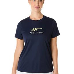 Asics Women's Midnight & Huddle Yellow Women Court Tennis Graphic T-Shirt-picture-41