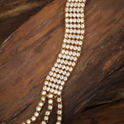 Zaveri Pearls Clear & Golden Alloy Broad Bracelet-12