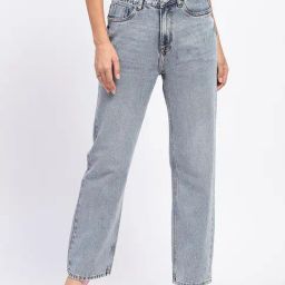MADAME Light Blue Cotton Embellished Mid Rise Jeans-image-39