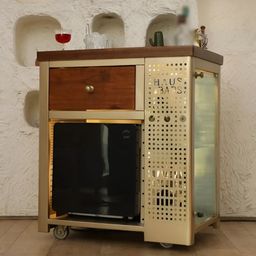 Haus of Bars Brown & Gold Texture Bar Cabinet-24