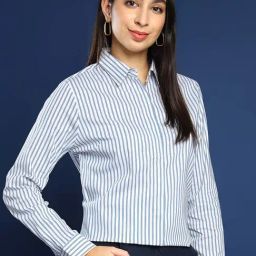 Hancock White & Blue Striped Formal Shirt-image-93